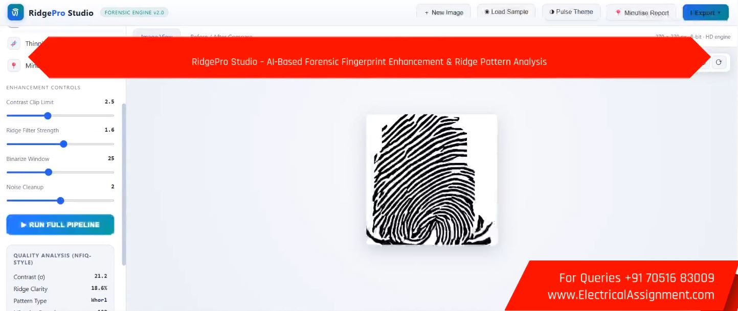 RidgePro Studio – AI-Based Forensic Fingerprint Enhancement & Ridge Pattern Analysis screenshot 1